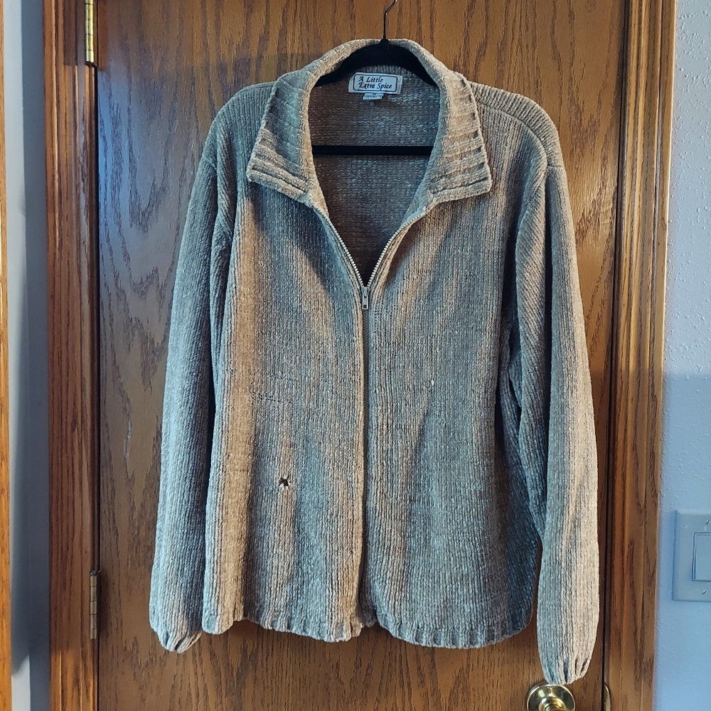 Tan Zip-Up Sweater Vintage A Little Extra Spice 3x Soft Zip Up Plus